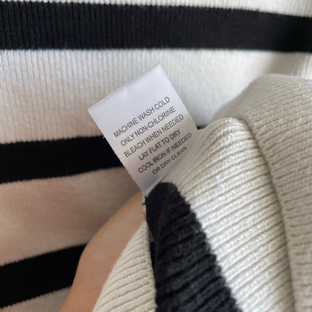 Evereve Bonnie Mock Neck Pullover Sweater Boxy Oversized Striped Blk/Wht Size S - Picture 8 of 14